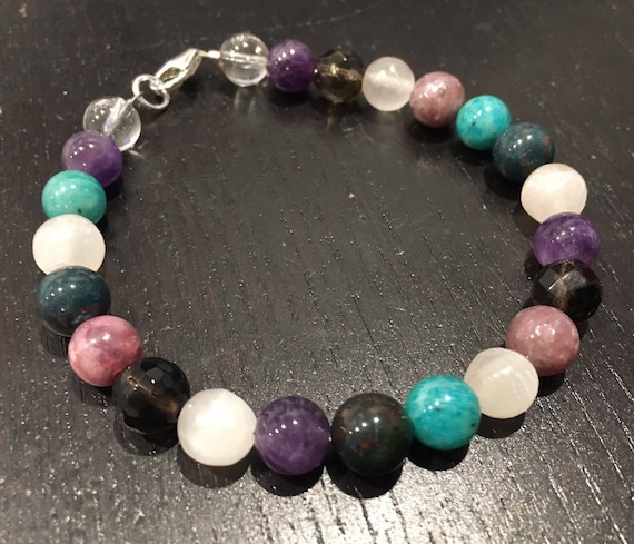 Healing Crystal Bracelet Amethyst Amazonite Selenite Etsy