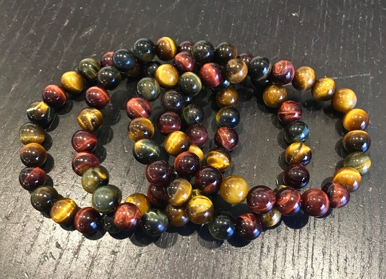 Multicolor Tigers Eye Bracelet Elastic Bracelet Tiger Eye Etsy