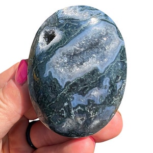 Mosagaat Palmsteen (2"-3") Mosagaat Zorgsteen - Gepolijst mosagaatkristal - Kleurrijke en hoogwaardige agaat - sommige hebben Druzy! afbeelding 2