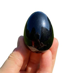Black Obsidian Egg (1.75&quot;) Black Obsidian Crystal Egg - Crystals and Stones - Root Chakra Stone - Polished Black Obsidian Stone Egg