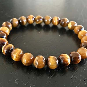 Occhio di tigre - Braccialetto con occhio di tigre - Braccialetto di cristallo - Gioielli con occhio di tigre - Braccialetto elastico - Bracciale a strati - Braccialetto con pietre preziose vere immagine 3