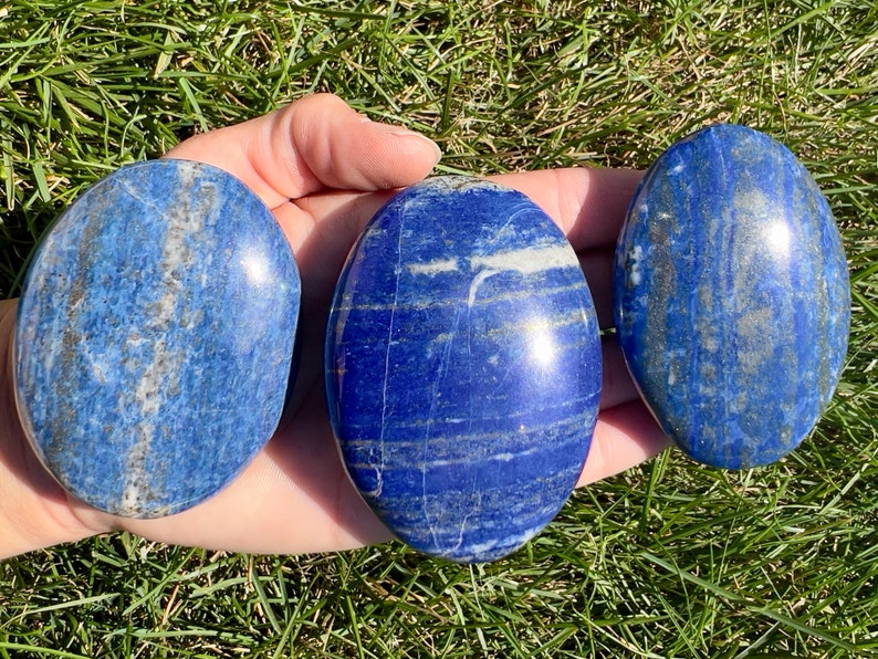 Lapis Lazuli Stone Lapis Lazuli Palm Stone Grade A Polished Lapis Lazuli Palm Stone Crystal Tumbled Blue Lapis Lazuli Worry Stone image 10