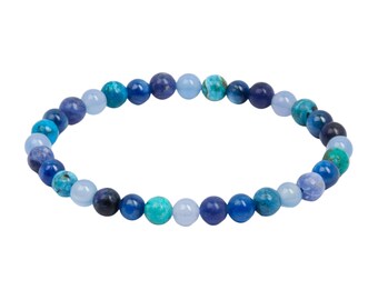 Throat Chakra Bracelet - Chakra Crystal Bracelet - Communication & Confidence Bracelet - Blue Kyanite, Chrysocolla, Chalcedony, Sodalite