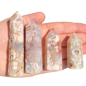 Flower Agate Tower (1.5&quot; - 3.5&quot;) Flower Agate Stone Tower - Flower Agate Point - Flower Agate Crystal Decor - Standing Flower Agate Point