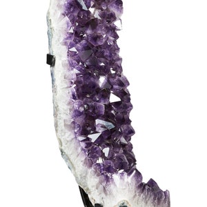 Raw Amethyst Cluster with Metal Stand - Large Amethyst Crystal Cluster - One of a Kind Amethyst Geode - Rough Amethyst Geode on a Stand - 49