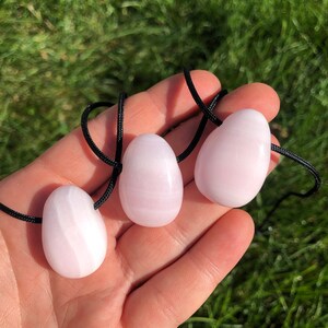 Mangano Calcite Necklace on 28" Black Cord - Pink Calcite Stone - Mangano Calcite Teardrop Pendant - Polished Teardrop - Crystal Necklace image 5