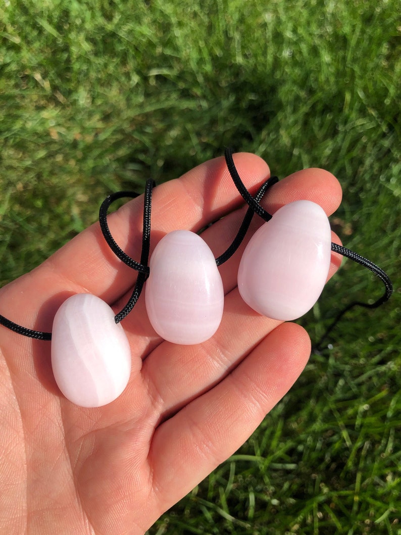 Mangano Calcite Necklace on 28" Black Cord - Pink Calcite Stone - Mangano Calcite Teardrop Pendant - Polished Teardrop - Crystal Necklace image 5
