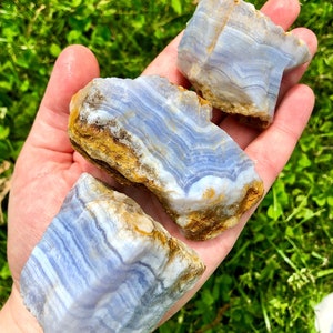 Raw Blue Lace Agate Stone Rough Blue Lace Agate Healing Crystals and Stones Raw Blue Lace Agate Slab Raw Agate Stone Blue Agate image 3