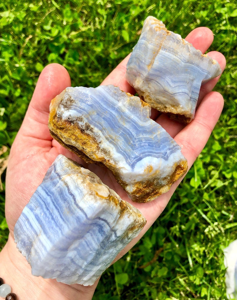 Raw Blue Lace Agate Stone Rough Blue Lace Agate Healing Crystals and Stones Raw Blue Lace Agate Slab Raw Agate Stone Blue Agate image 3