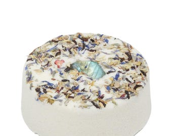 Bomba da bagno New Moon - Cristallo di labradorite ed erbe - Bombe da bagno per aromaterapia completamente naturali - Bomba da bagno Manifestation - Bomba da bagno New Moon Ritual