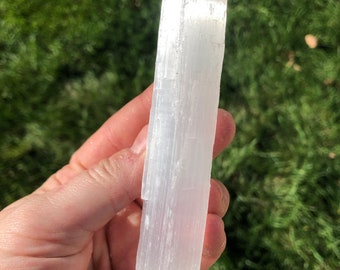 Raw Selenite Wand ~4&quot; - Raw Selenite Crystal Wand - Crystals & Stones - Protection Crystal - Remove Negative Energy - Selenite Stick