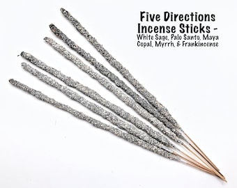Five Directions Incense Sticks (6) - White Sage, Palo Santo, Maya Copal, Myrrh, & Frankincense - stick incense - incense sticks - cleansing