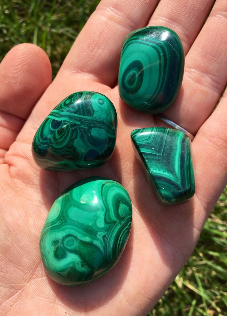 Malachite Tumbled Stone Multiple Sizes Available Tumbled Malachite Crystal Polished Green Malachite Gemstone Natural Malachite Stone image 3