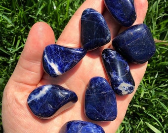 Sodalite Tumbled Crystal - Grade A - Tumbled Sodalite Crystal - Polished Blue Sodalite Stone - Tumbled Blue Sodalite - Blue Sodalite Tumbles