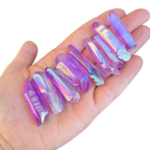 Fuchsia Aura Quartz Crystal Point (1"-2") Pink Purple Aura Quartz Stone Point - Rough Aura Quartz Crystal Point - Magenta Aura Quartz Stone