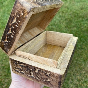 Floral Carved Wooden Box 2 Sizes Gift Box Decorative Box Tarot Card Box Jewelry Box Wood Box Floral Box Keepsake Box image 7