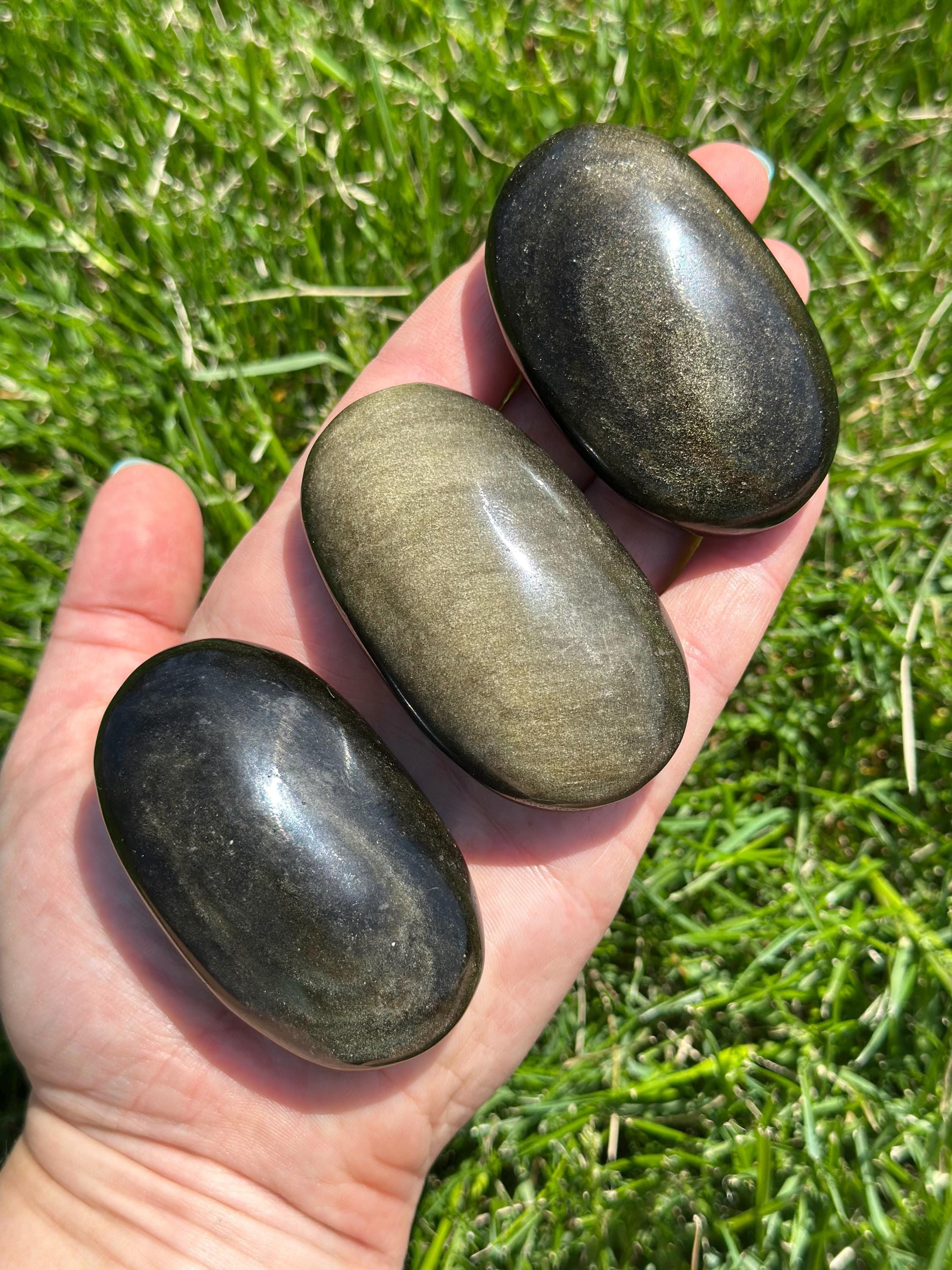 ゴールドシーンオブシディアンパームストーン - ポリッシュ