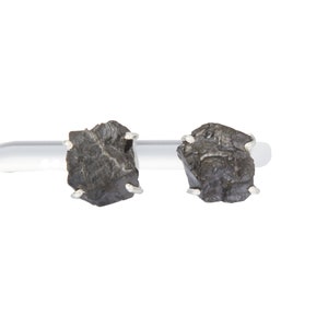 Raw Shungite Earrings Sterling Silver - Rough Shungite Earrings - Shungite Jewelry - Shungite Stone Stud Earrings - Shungite Post Earrings