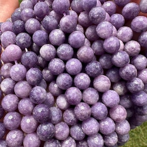 Dark Purple Lepidolite Bead Strands - Faceted Lepidolite Crystal Beads - Beads for Jewelry Making - Purple Faceted Beads - Gemstone Beads