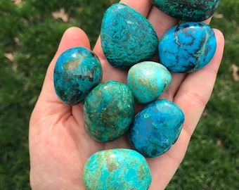 Chrysocolla Tumbled Stone - Multiple Sizes Available - From Peru - Tumbled Chrysocolla Crystal - Polished Blue Green Chrysocolla Gemstone
