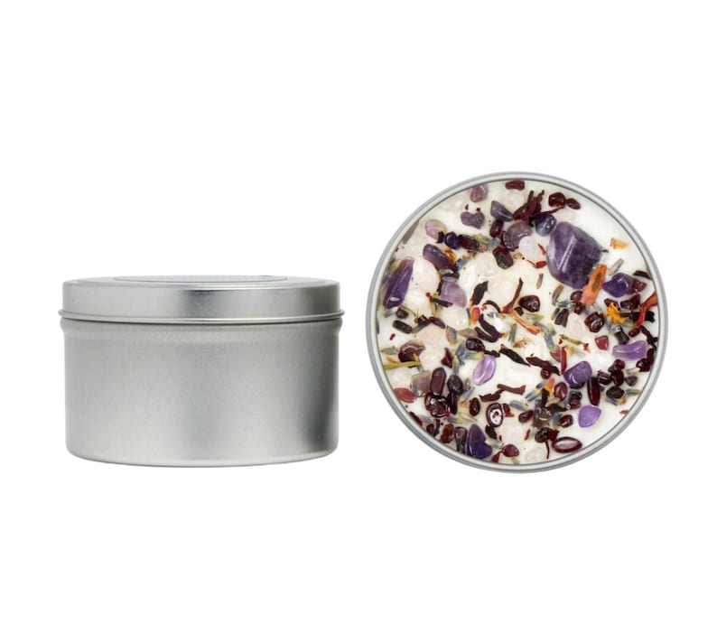 Love Spell Candles - Love Ritual Candle - Soy Crystal Candle for Love - Manifest Love - Garnet, Rose Quartz, Amethyst Candle - Handmade! image 9