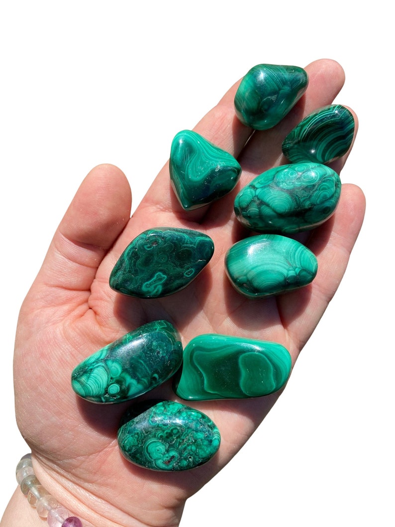 Malachite Tumbled Stone Multiple Sizes Available Tumbled Malachite Crystal Polished Green Malachite Gemstone Natural Malachite Stone image 4