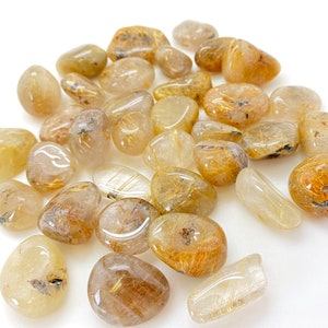 Golden Rutilated Quartz Tumbled Crystal Grade AA Multiple Sizes Available Tumbled Rutilated Quartz Stone Polished Rutilated Quartz image 4