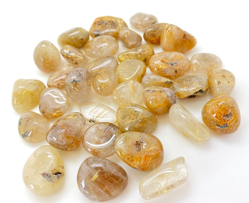 Golden Rutilated Quartz Tumbled Crystal Grade AA Multiple Sizes Available Tumbled Rutilated Quartz Stone Polished Rutilated Quartz image 4