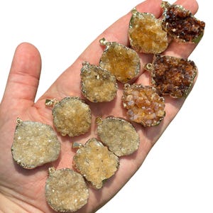 Raw Citrine Pendant (Heat Treated) - Gold Color Backing- Small Citrine Cluster Necklace - Crystal Necklace - Brazilian Citrine 1" to 1.25"