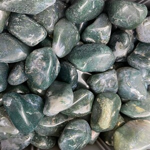 Moss Agate Tumbled Stone XL Multiple Sizes Available Tumbled Moss Agate Crystal Polished Moss Agate Chunky Green Mocha Stone image 4