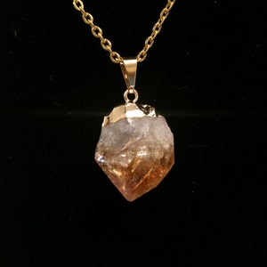 Raw Citrine Pendant Gold Crystal Citrine Point Pendant Healing Crystal Necklace Citrine Necklace Brazilian Citrine Heat Treated image 1