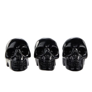 Black Obsidian Skull - Black Obsidian Stone Skull - Black Skull - Crystal Skull - Black Skull Decor - Skull Sculpture - Hand Carved Skull