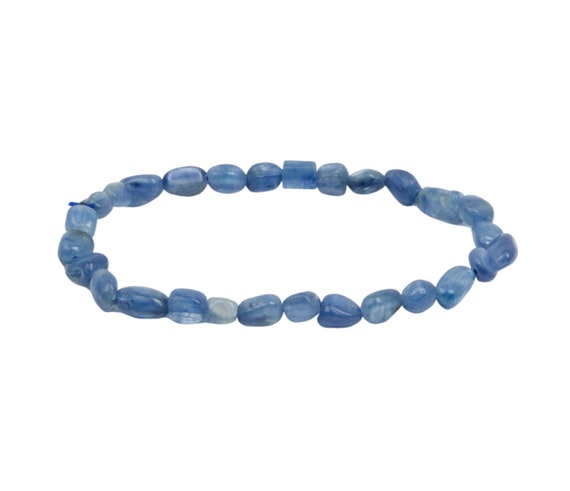 Blue Kyanite Bracelet - Nugget Blue Kyanite Elastic Bracelet - Kyanite Jewelry - Dainty Kyanite Bracelet - Genuine Blue Kyanite Gemstone