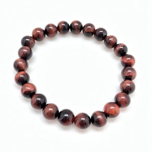 Red Tigers Eye Stone Bracelet 8mm - Elastic Bracelet - Red Tigers Eye Jewelry - Red Tiger Eye Crystal - Stretch Bracelet - Genuine Gemstone