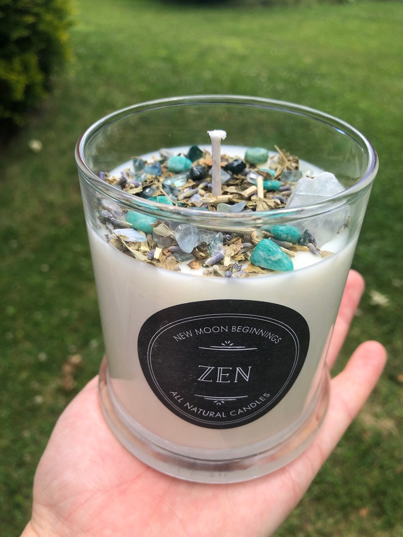Zen Candles Relaxation Candles Crystal & Herb Candles Etsy