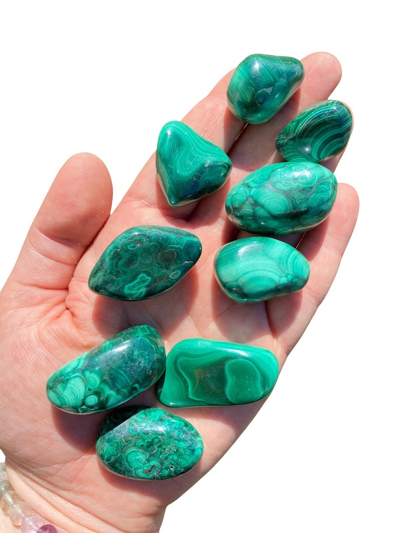 Malachite Tumbled Stone Multiple Sizes Available Tumbled Malachite Crystal Polished Green Malachite Gemstone Natural Malachite Stone image 2