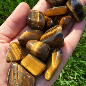 Tigers Eye Tumbled Stone - Multiple Sizes Available - Tumbled Tiger Eye Crystal  - Polished Gold Tiger Eye Gemstone - Yellow Tiger Eye Stone