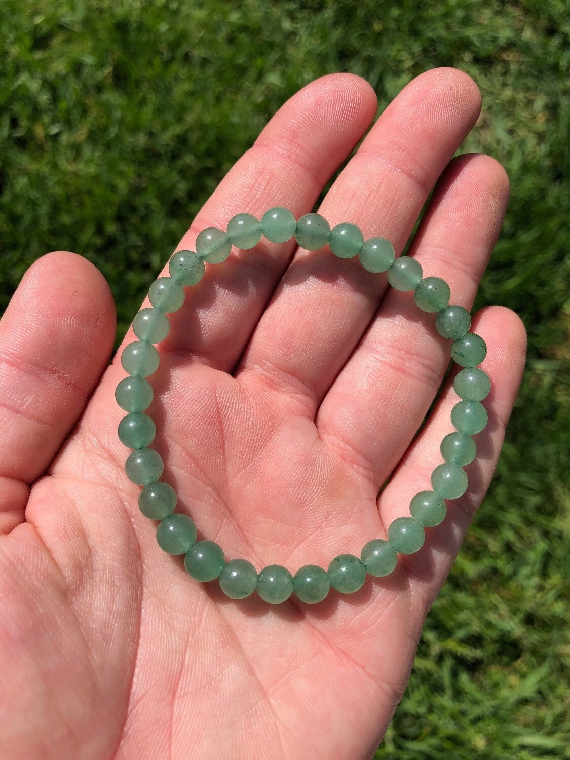 AVVENTURINA VERDE Bracciale Elasticizzato Fatto A Mano Con Sacchetto