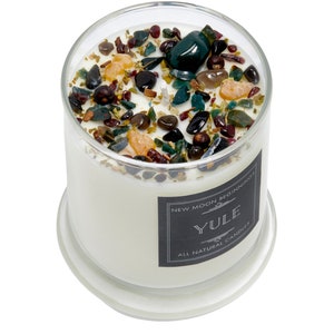 Yule Candles - Winter Solstice Candle - Soy Christmas Candle - Crystal Intention Candle - Holiday Candle - Yule Candle Gift - Handmade!