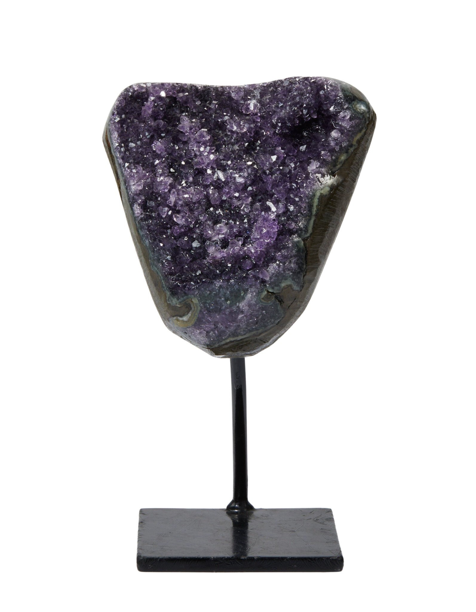 Raw Amethyst Cluster With Metal Stand - Large Crystal One Of A Kind Geode Rough On 46