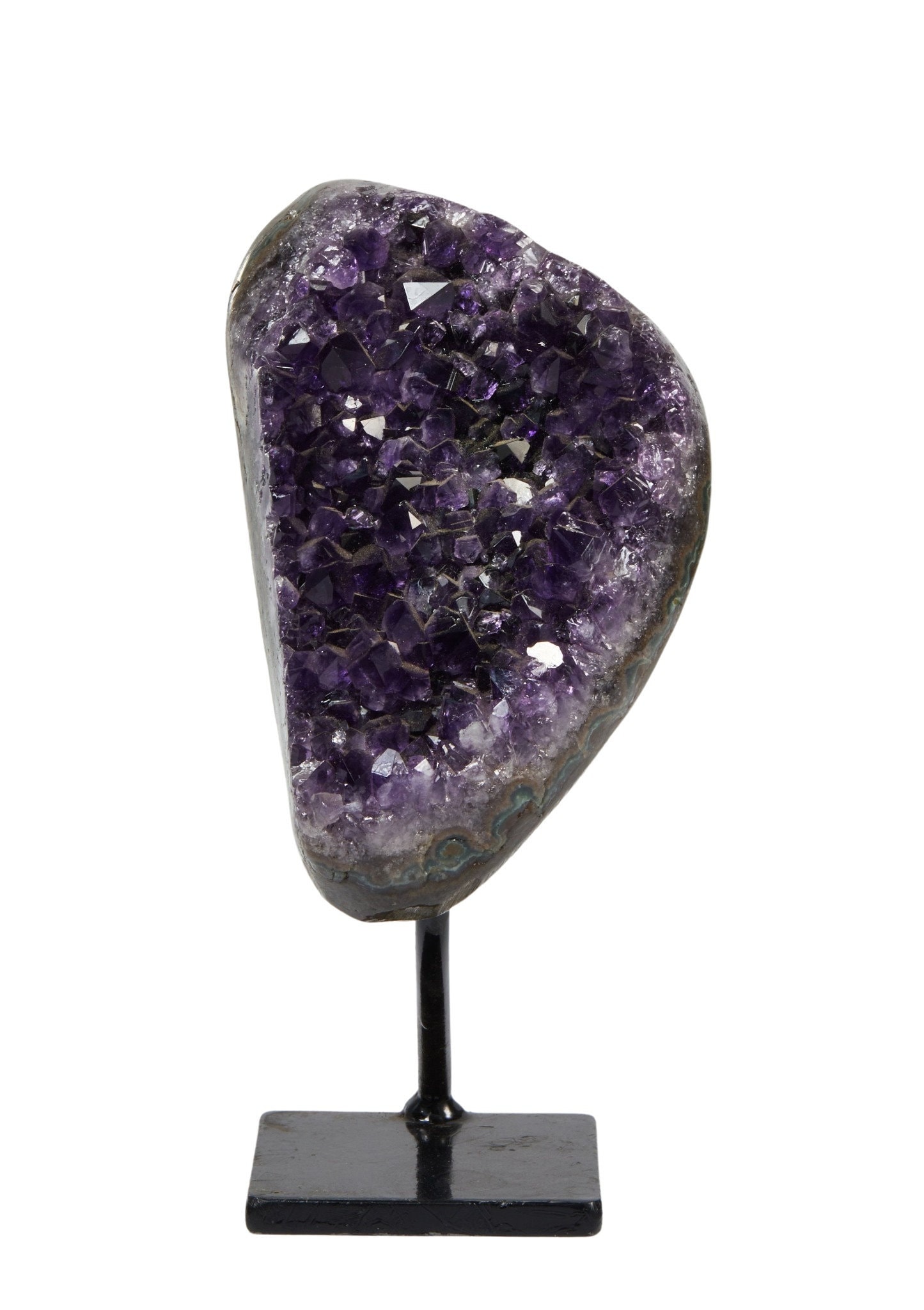 Raw Amethyst Cluster With Metal Stand - Large Crystal One Of A Kind Geode Rough On 38