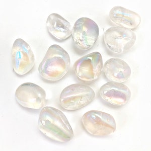 Angel Aura Quartz Tumbled Stone - Multiple Sizes Available - Tumbled Angel Aura Crystal - Polished Angel Aura Quartz Iridescent Gemstone