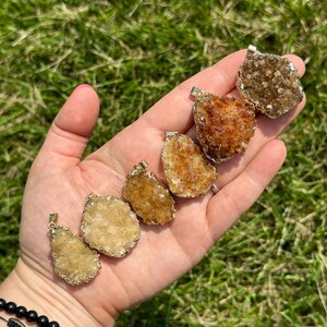 Raw Citrine Pendant (Heat Treated) - Gold Color Backing- Small Citrine Cluster Necklace - Crystal Necklace - Brazilian Citrine image 8
