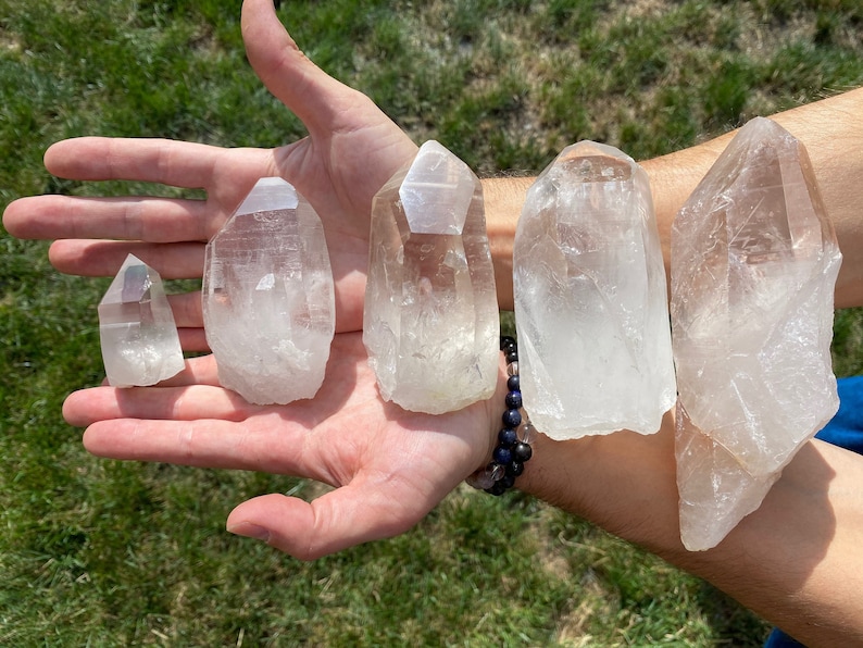 Large Lemurian Crystals - Lemurian Quartz Crystal Point - XL Lemurian Quartz Crystal with Striations - Lemurian Quartz Crystal from Brazil image 8
