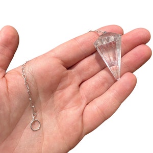 Clear Quartz Pendulum - Clear Quartz Crystal Dowsing Pendulum - Divination Pendulum Crystal for Reiki - Crystal Pendulum image 8