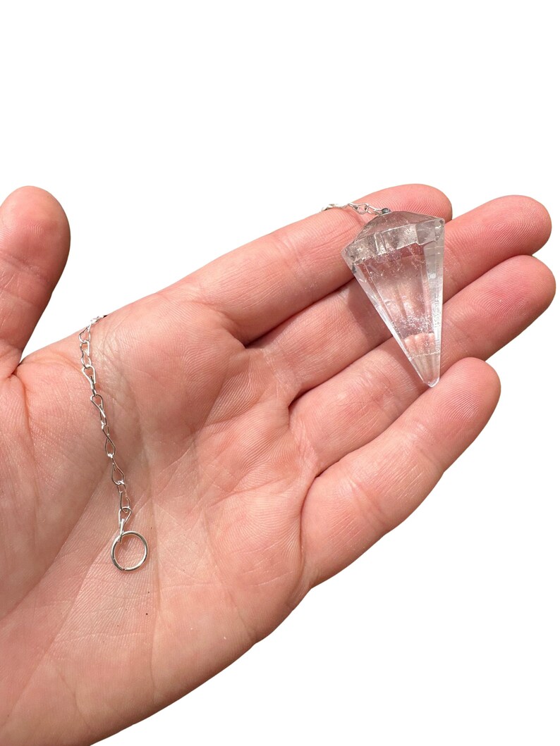 Clear Quartz Pendulum - Clear Quartz Crystal Dowsing Pendulum - Divination Pendulum Crystal for Reiki - Crystal Pendulum image 8