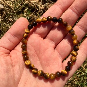 Occhio di tigre - Braccialetto con occhio di tigre - Braccialetto di cristallo - Gioielli con occhio di tigre - Braccialetto elastico - Bracciale a strati - Braccialetto con pietre preziose vere immagine 8