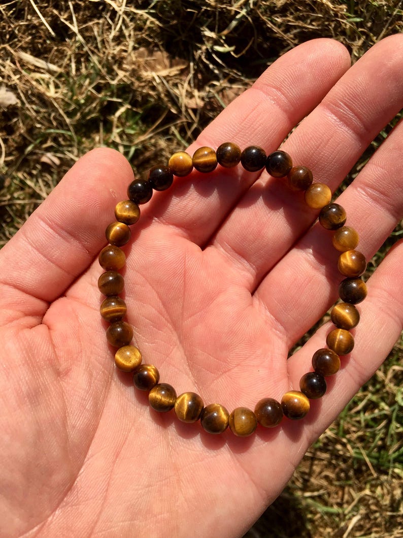 Occhio di tigre - Braccialetto con occhio di tigre - Braccialetto di cristallo - Gioielli con occhio di tigre - Braccialetto elastico - Bracciale a strati - Braccialetto con pietre preziose vere immagine 8