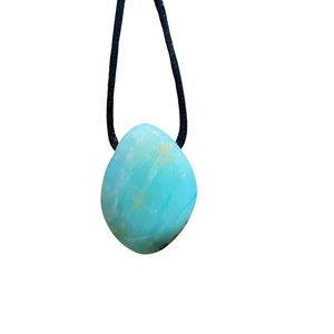 Blue Andean Opal Stone Pendant w/ 28" Black Cord - Blue Peruvian Opal Crystal Necklace - Polished Blue Opal Necklace - Crystal Necklace image 5