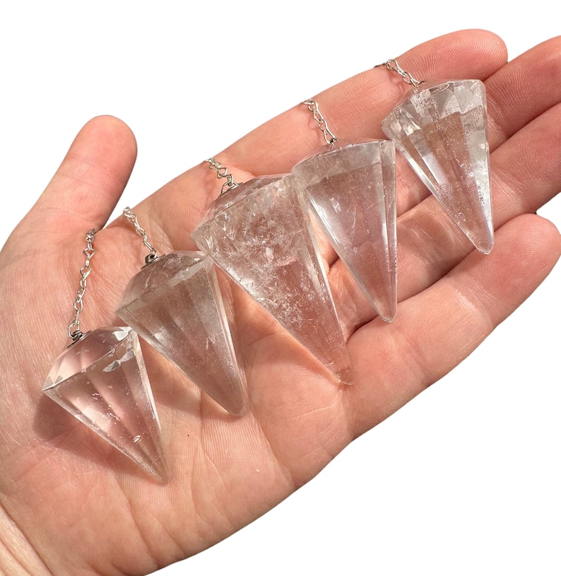Clear Quartz Pendulum - Clear Quartz Crystal Dowsing Pendulum - Divination Pendulum Crystal for Reiki - Crystal Pendulum image 2